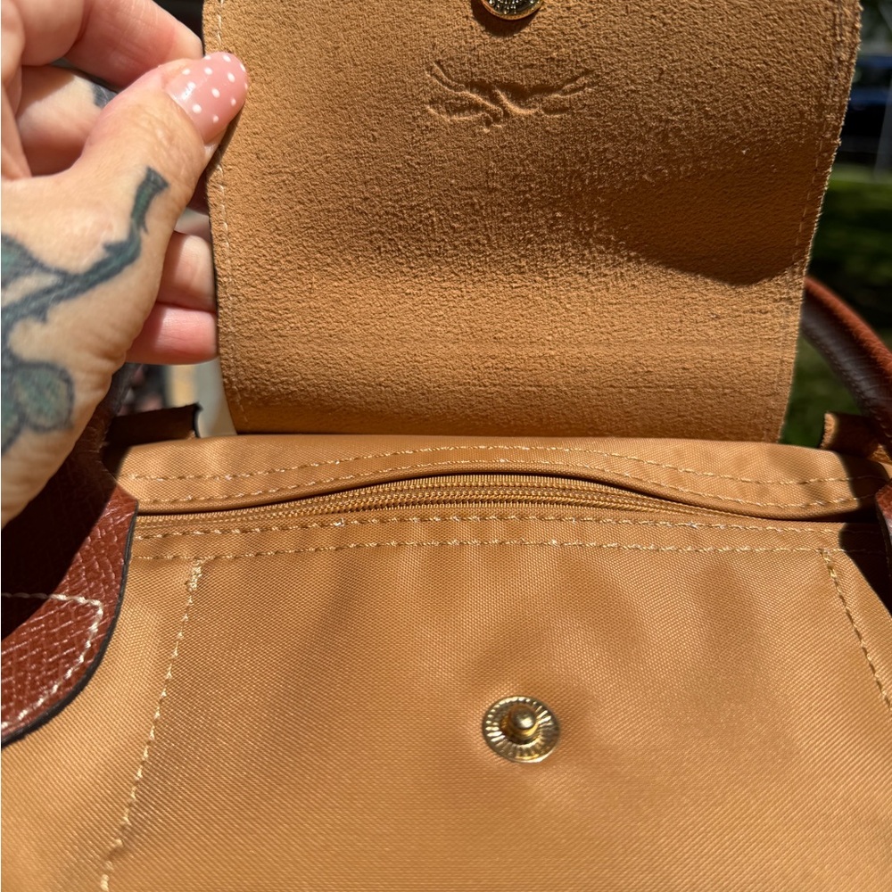 Longchamp Tan Nylon Satchel with Brown Trim - Picture 2 of 4